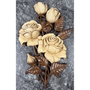 Syroco Roses Flower Wall Hanging Plaque Made In USA VTG MCM